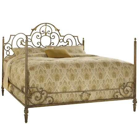 King Metal Bed with Gold Detailing